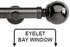 Neo 35mm Eyelet Bay Window Pole Black Nickel Ball