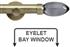 Neo Premium 28mm Eyelet Bay Window Pole Spun Brass Smoke Grey Teardrop