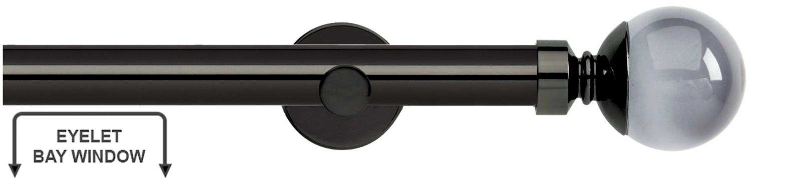 Neo Premium 28mm Eyelet Bay Window Pole Black Nickel Smoke Grey Ball