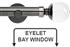 Neo Premium 28mm Eyelet Bay Window Pole Black Nickel Clear Ball