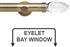 Neo Premium 35mm Eyelet Bay Window Pole Spun Brass Clear Glass Teardrop
