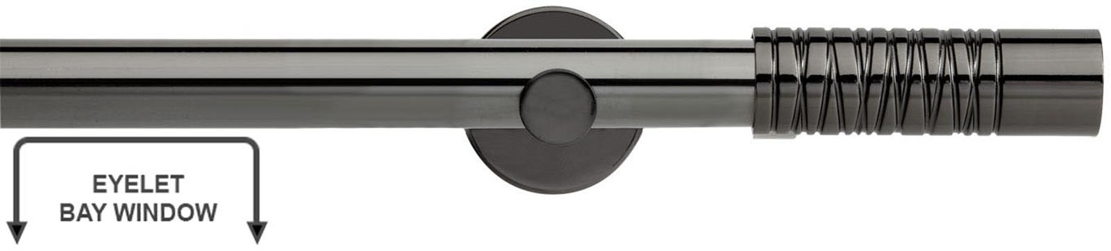 Neo Premium 35mm Eyelet Bay Window Pole Black Nickel Wired Barrel