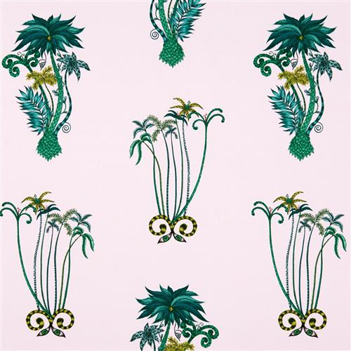 Clarke & Clarke Animalia Jungle Palms Pink Fabric
