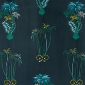 Clarke & Clarke Animalia Jungle Palms Navy Velvet Fabric