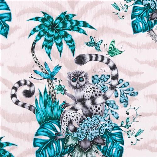 Clarke & Clarke Animalia Lemur Pink Fabric