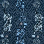 Clarke & Clarke Animalia Tigris Navy Fabric
