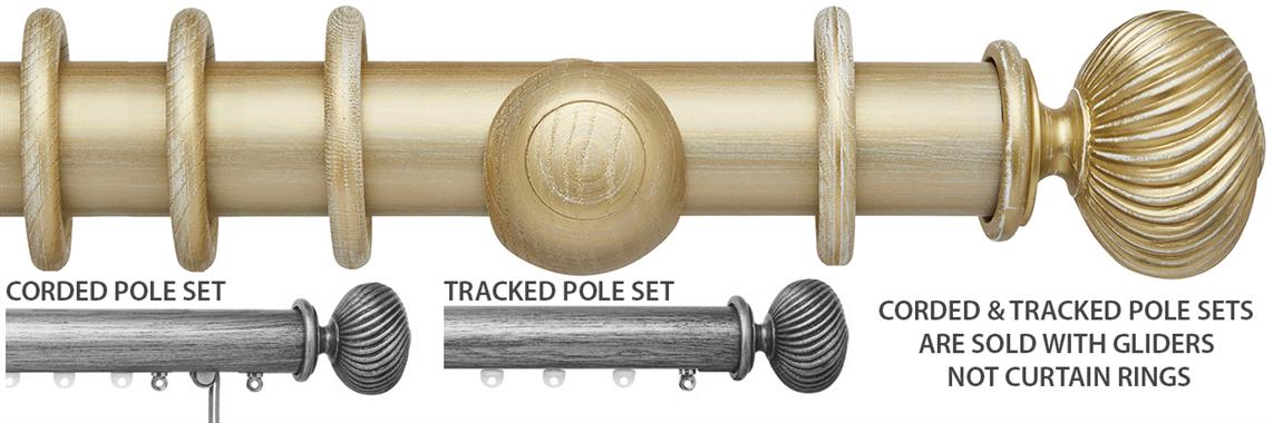 Ashbridge 45mm Corded/Tracked Pole, Gold over White, Seizincote