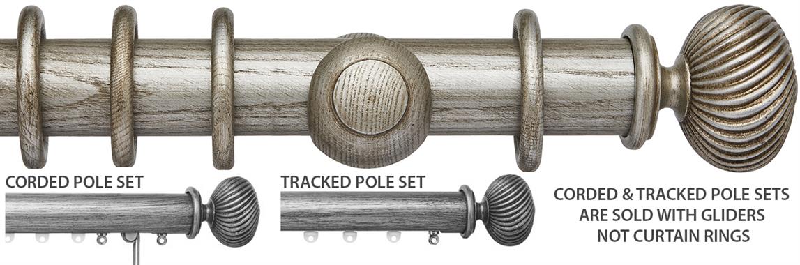 Ashbridge 45mm Corded/Tracked Pole, Baroque Silver, Seizincote