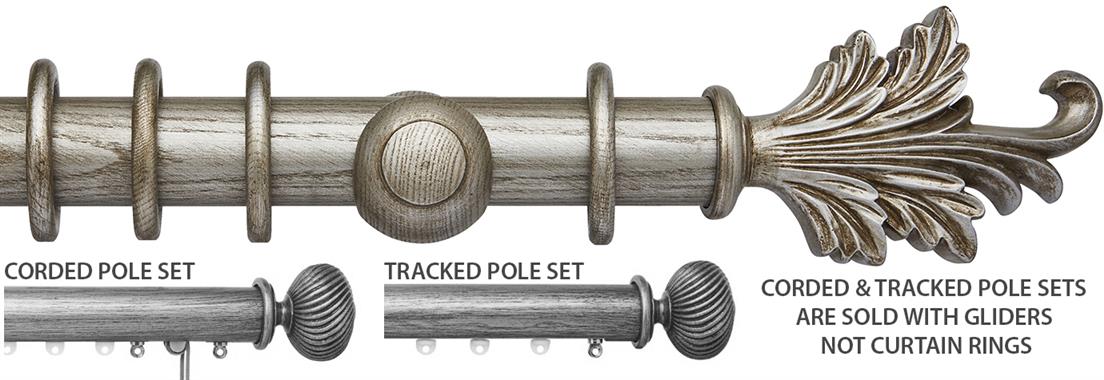 Ashbridge 45mm Corded/Tracked Pole, Baroque Silver, Tatton