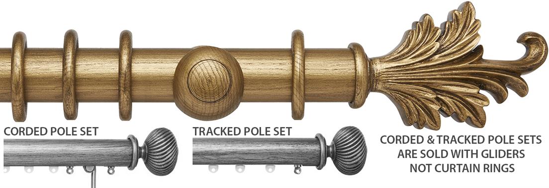 Ashbridge 45mm Corded/Tracked Pole, Baroque Gold, Tatton