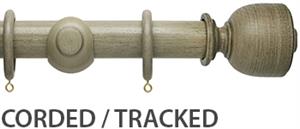 Hallis Origins 45mm Corded/Tracked Wood Pole, Millstone Grey, Tulip Urn Finial