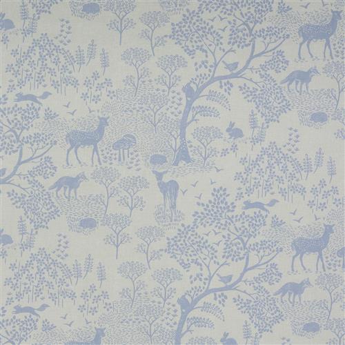 Fryetts Novelty Time Woodland Life Blue Fabric