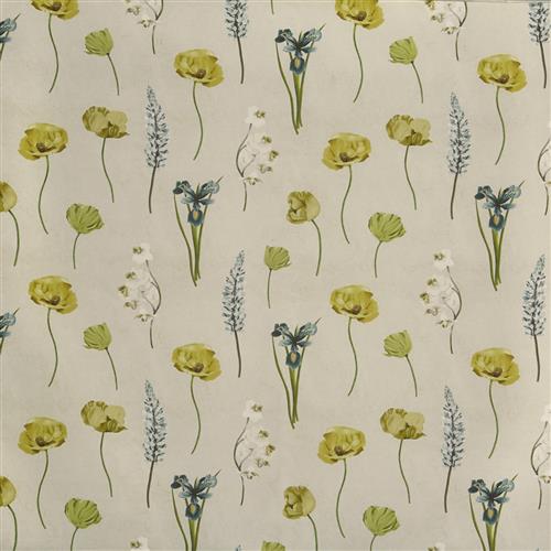 Prestigious Grand Botanical Flower Press Lemon Grass Fabric