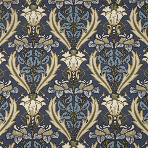 Iliv Art Deco Acanthus Navy Fabric