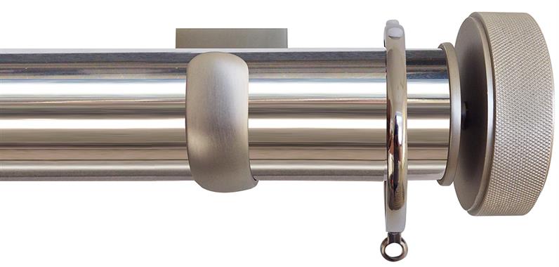 Jones Esquire 50mm Pole Polished Nickel, Square, Brushed Nickel Etched Disc