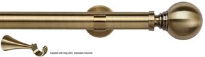 Speedy 35mm Poles Apart Metal Eyelet Pole, Long Stem, Antique Brass, Globe