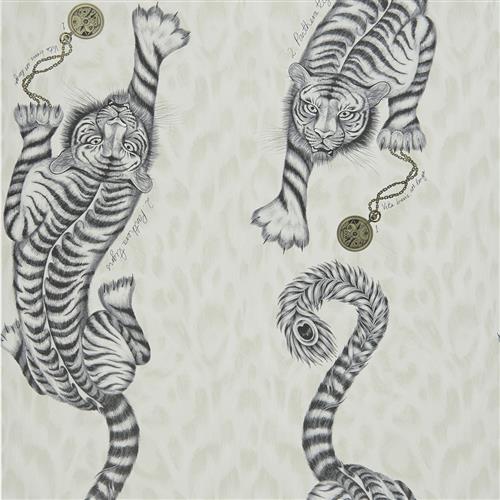 Clarke and Clarke Animalia Tigris Monochrome Wallpaper 