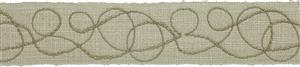 Hallis Prairie 60mm Embroidered Scroll Braid, Grasslands