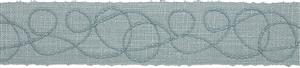 Hallis Prairie 60mm Embroidered Scroll Braid, Mineral Blue