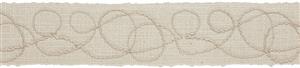 Hallis Prairie 60mm Embroidered Scroll Braid, Barley