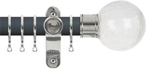 Renaissance Accents 35mm Slate Grey Lux Pole, Polished Silver Crackled Glass