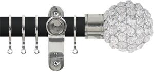 Renaissance Accents 35mm Cool Black Lux Pole, Polished Silver Crystal Bead