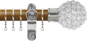 Renaissance Accents 35mm Mid Oak Lux Pole, Polished Silver Crystal Bead