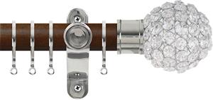 Renaissance Accents 35mm Dark Oak Lux Pole, Polished Silver Crystal Bead