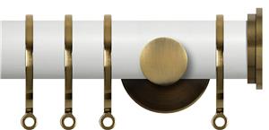 Renaissance Accents 35mm Chalk White Cont Pole, Ant Brass Fynn Endcap