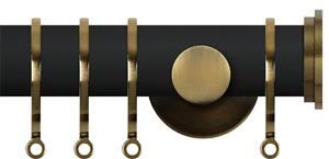 Renaissance Accents 35mm Cool Black Cont Pole, Ant Brass Fynn Endcap