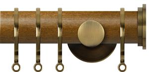 Renaissance Accents 35mm Mid Oak Cont Pole, Ant Brass Fynn Endcap