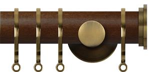 Renaissance Accents 35mm Dark Oak Cont Pole, Ant Brass Fynn Endcap