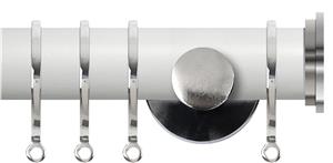 Renaissance Accents 35mm Chalk White Cont Pole, Polished Silver Fynn Endcap