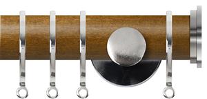 Renaissance Accents 35mm Mid Oak Cont Pole, Polished Silver Fynn Endcap