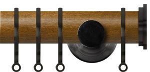 Renaissance Accents 35mm Mid Oak Cont Pole, Black Nickel Fynn Endcap