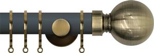 Renaissance Accents 35mm Slate Grey Cont Pole, Ant Brass Ball