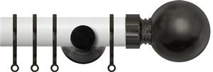 Renaissance Accents 35mm Chalk White Cont Pole, Black Nickel Ball