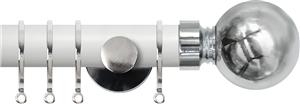 Renaissance Accents 35mm Chalk White Cont Pole, Polished Silver Ball