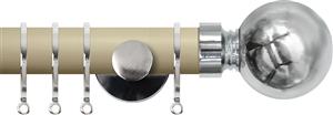 Renaissance Accents 35mm Cotton Cream Cont Pole, Polished Silver Ball