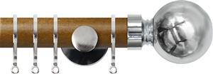 Renaissance Accents 35mm Mid Oak Cont Pole, Polished Silver Ball