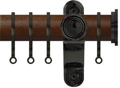 Renaissance Accents 50mm Dark Oak Lux Pole, Black Nickel Fynn Endcap