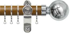 Renaissance Accents 50mm Mid Oak Lux Pole, Polished Silver, Plain Ball