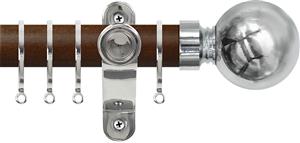 Renaissance Accents 50mm Dark Oak Lux Pole, Polished Silver, Plain Ball