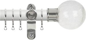 Renaissance Accents 50mm Chalk White Lux Pole, Polished Silver, Crackled Glass