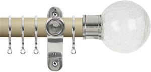 Renaissance Accents 50mm Cotton Cream Lux Pole, Polished Silver, Crackled Glass