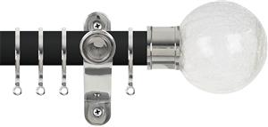 Renaissance Accents 50mm Cool Black Lux Pole, Polished Silver, Crackled Glass