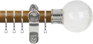 Renaissance Accents 50mm Mid Oak Lux Pole, Polished Silver, Crackled Glass