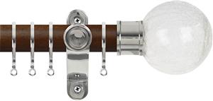 Renaissance Accents 50mm Dark Oak Lux Pole, Polished Silver, Crackled Glass