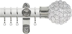 Renaissance Accents 50mm Chalk White Lux Pole, Polished Silver, Crystal Bead