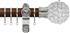 Renaissance Accents 50mm Dark Oak Lux Pole, Polished Silver, Crystal Bead